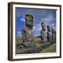 Moai Statues, Ahu Akivi, Easter Island, UNESCO World Heritage Site, Chile, Pacific-Geoff Renner-Framed Photographic Print