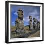 Moai Statues, Ahu Akivi, Easter Island, UNESCO World Heritage Site, Chile, Pacific-Geoff Renner-Framed Photographic Print