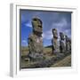 Moai Statues, Ahu Akivi, Easter Island, UNESCO World Heritage Site, Chile, Pacific-Geoff Renner-Framed Photographic Print