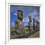 Moai Statues, Ahu Akivi, Easter Island, UNESCO World Heritage Site, Chile, Pacific-Geoff Renner-Framed Photographic Print