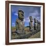 Moai Statues, Ahu Akivi, Easter Island, UNESCO World Heritage Site, Chile, Pacific-Geoff Renner-Framed Photographic Print