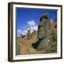 Moai Statues Carved from Crater Walls, Easter Island, Chile-Geoff Renner-Framed Photographic Print