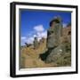 Moai Statues Carved from Crater Walls, Easter Island, Chile-Geoff Renner-Framed Photographic Print