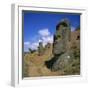 Moai Statues Carved from Crater Walls, Easter Island, Chile-Geoff Renner-Framed Photographic Print