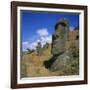 Moai Statues Carved from Crater Walls, Easter Island, Chile-Geoff Renner-Framed Photographic Print