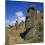 Moai Statues Carved from Crater Walls, Easter Island, Chile-Geoff Renner-Mounted Photographic Print