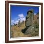 Moai Statues Carved from Crater Walls, Easter Island, Chile-Geoff Renner-Framed Photographic Print