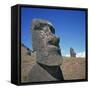 Moai Statues Carved from Crater Walls, Easter Island, Chile-Geoff Renner-Framed Stretched Canvas