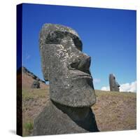 Moai Statues Carved from Crater Walls, Easter Island, Chile-Geoff Renner-Stretched Canvas