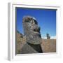 Moai Statues Carved from Crater Walls, Easter Island, Chile-Geoff Renner-Framed Photographic Print