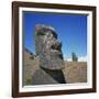 Moai Statues Carved from Crater Walls, Easter Island, Chile-Geoff Renner-Framed Photographic Print