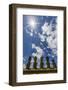 Moai with Scoria Red Topknots at the Restored Ceremonial Site of Ahu Nau Nau-Michael-Framed Photographic Print