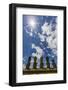 Moai with Scoria Red Topknots at the Restored Ceremonial Site of Ahu Nau Nau-Michael-Framed Photographic Print