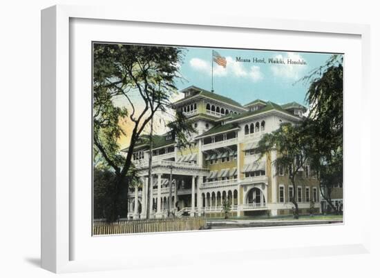 Moana Hotel, Waikiki, Hawaii-null-Framed Art Print