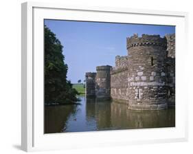 Moat and Outer Curtain Wall at Beaumaris Castle-Nigel Blythe-Framed Photographic Print