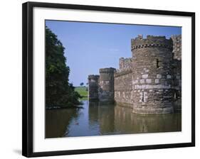 Moat and Outer Curtain Wall at Beaumaris Castle-Nigel Blythe-Framed Photographic Print