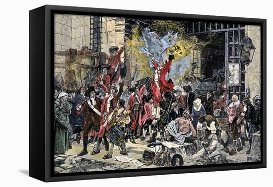 Mob Liberating Prisoners after Capturing the Bastille in the French Revolution-null-Framed Stretched Canvas