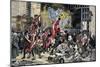 Mob Liberating Prisoners after Capturing the Bastille in the French Revolution-null-Mounted Giclee Print