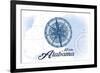Mobile, Alabama - Compass - Blue - Coastal Icon-Lantern Press-Framed Art Print