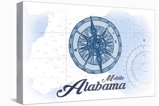 Mobile, Alabama - Compass - Blue - Coastal Icon-Lantern Press-Stretched Canvas