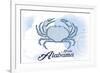 Mobile, Alabama - Crab - Blue - Coastal Icon-Lantern Press-Framed Art Print