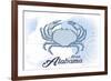 Mobile, Alabama - Crab - Blue - Coastal Icon-Lantern Press-Framed Art Print