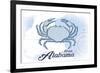 Mobile, Alabama - Crab - Blue - Coastal Icon-Lantern Press-Framed Art Print