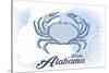 Mobile, Alabama - Crab - Blue - Coastal Icon-Lantern Press-Stretched Canvas