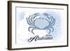 Mobile, Alabama - Crab - Blue - Coastal Icon-Lantern Press-Framed Art Print