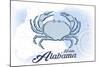 Mobile, Alabama - Crab - Blue - Coastal Icon-Lantern Press-Mounted Art Print