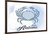 Mobile, Alabama - Crab - Blue - Coastal Icon-Lantern Press-Framed Art Print