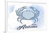 Mobile, Alabama - Crab - Blue - Coastal Icon-Lantern Press-Framed Premium Giclee Print