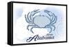 Mobile, Alabama - Crab - Blue - Coastal Icon-Lantern Press-Framed Stretched Canvas