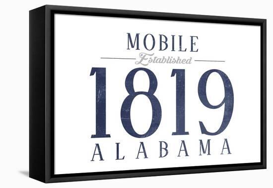 Mobile, Alabama - Established Date (Blue)-Lantern Press-Framed Stretched Canvas