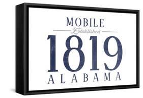 Mobile, Alabama - Established Date (Blue)-Lantern Press-Framed Stretched Canvas