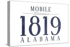 Mobile, Alabama - Established Date (Blue)-Lantern Press-Stretched Canvas