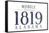 Mobile, Alabama - Established Date (Blue)-Lantern Press-Framed Stretched Canvas