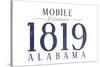 Mobile, Alabama - Established Date (Blue)-Lantern Press-Stretched Canvas