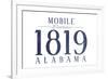 Mobile, Alabama - Established Date (Blue)-Lantern Press-Framed Premium Giclee Print