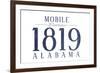 Mobile, Alabama - Established Date (Blue)-Lantern Press-Framed Premium Giclee Print