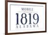 Mobile, Alabama - Established Date (Blue)-Lantern Press-Framed Premium Giclee Print