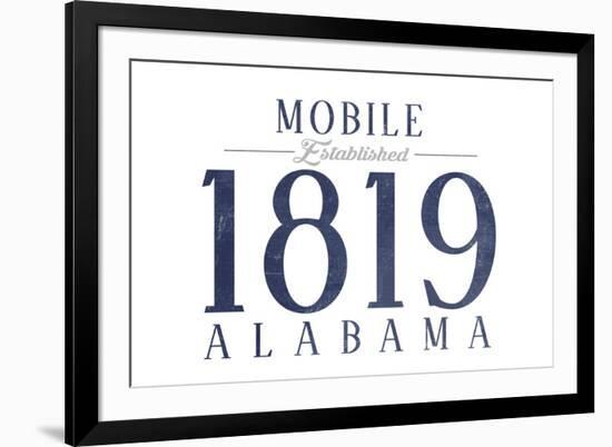 Mobile, Alabama - Established Date (Blue)-Lantern Press-Framed Premium Giclee Print