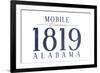 Mobile, Alabama - Established Date (Blue)-Lantern Press-Framed Premium Giclee Print