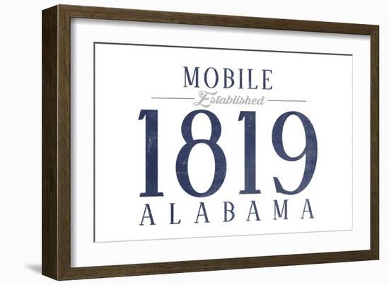 Mobile, Alabama - Established Date (Blue)-Lantern Press-Framed Art Print