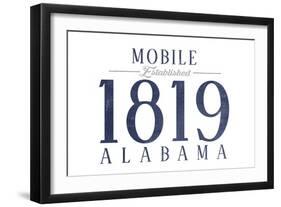 Mobile, Alabama - Established Date (Blue)-Lantern Press-Framed Art Print