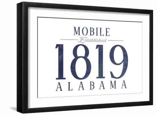Mobile, Alabama - Established Date (Blue)-Lantern Press-Framed Art Print