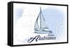 Mobile, Alabama - Sailboat - Blue - Coastal Icon-Lantern Press-Framed Stretched Canvas