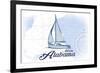 Mobile, Alabama - Sailboat - Blue - Coastal Icon-Lantern Press-Framed Premium Giclee Print