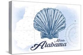 Mobile, Alabama - Scallop Shell - Blue - Coastal Icon-Lantern Press-Stretched Canvas