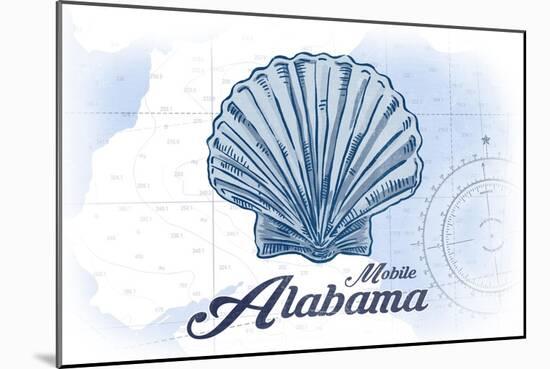 Mobile, Alabama - Scallop Shell - Blue - Coastal Icon-Lantern Press-Mounted Art Print